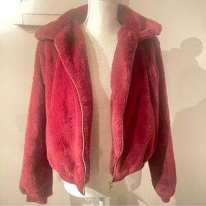 Women's Plush Red Teddy Jacket